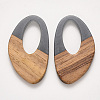 Transparent Resin & Walnut Wood Pendants RESI-S384-005A-B01-1