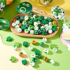 80Pcs 8 Styles Printed Wood European Beads WOOD-TA0002-98-6