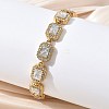 304 Stainless Steel Full Rhinestone Rectangle Link Chain Bracelets SA-CBABBEA-03G-1