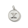 Brass Pave Natural Shell Flat Round with Letter Charms KK-Z115-13P-X-1
