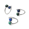 Natural Malachite & Lapis Lazuli Finger Rings RJEW-A068-03P-01-4