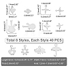 320Pcs 8 Style 304 Stainless Steel Charms STAS-DC0003-20-4