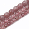Natural Dyed Strawberry Quartz Beads Strands G-S295-15-6mm-1-2