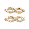Brass Micro Pave Clear Cubic Zirconia Connector Charms KK-E068-VB388-2