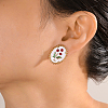 Elegant Alloy Enamel Flower Stud Earrings VA1196-1