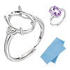 Adjustable 925 Sterling Silver Solitaire Ring Settings STER-HY0001-24-1