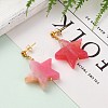 Natural Agate Star Dangle Stud Earrings EJEW-JE04420-04-3