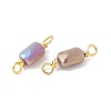 Electroplate Glass Faceted Rectangle Connector Charms KK-C097-05G-04-2