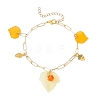 Leaf Acrylic Charm Bracelets BJEW-JB12613-1