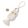 Handmade Woven Cotton Macrame Owl Pendant Decorations HJEW-JM02827-3