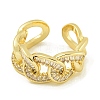 Brass with Cubic Zirconia Open Cuff Rings for Women RJEW-U011-11G-2