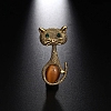 Cat Shape Rhinestone with Opalite Brooch Pin PW-WG9719E-02-1