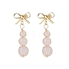 Natural Rose Quartz Bowknot with Round Dangle Stud Earrings EJEW-JE06780-01-2