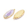 Printed Style 304 Stainless Steel Oval with Flower Pattern Pendants STAS-T071-27E-G-2
