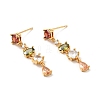 Colorful Cubic Zirconia Chain Dangle Stud Earrings EJEW-G297-10G-1