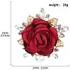 Cloth Rose with Crystal Rhinestone Brooch Pin JEWB-WH0028-12LG-2