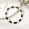 Natural Eagle Eye Stone & Shell Pearl & Brass Beads Stretch Bracelets for Women BJEW-JB13865-01-1