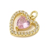 Heart Rack Plating Brass with Cubic Zirconia Pendants KK-Z074-51G-2