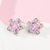 925 Sterling Silver Cubic Zirconia Stud Earrings EJEW-V019-02P-1