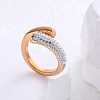304 Stainless Steel Micro Pave Cubic Zirconia Cuff Open Rings for Women MB7745-12-1
