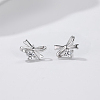 Delicate S925 Silver Zircon Butterfly Stud Earrings for Women. JR0703-2-1