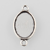 Tibetan Style Alloy Flat Oval Cabochon Connector Settings TIBE-M022-06AS-5