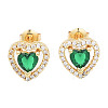 Cubic Zirconia Heart Stud Earrings EJEW-N011-59D-2