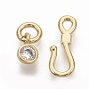 Brass Micro Pave Clear Cubic Zirconia Hook and S-Hook Clasps X-KK-T051-26G-NF-3