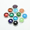 Silver Color Plated Brass Glass Pendants GLAA-J018D-S-1