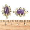 Natural Amethyst Faceted Oval Connector Charms G-G181-06G-03-3