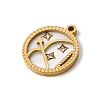 12 Constellations 304 Stainless Steel & Natural Shell & Rhinestone Pendants SA-CBAA9A2-06G-08-2