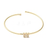 Rack Plating Brass Micro Pave Clear Cubic Zirconia Letter Open Cuff Bangles BJEW-A018-01G-W-2