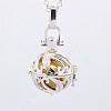 Brass Rolo Chain Chime Ball Cage Pendant Necklaces NJEW-F053-14S-05-1