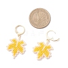 304 Stainless Steel Glass Seed Beads Leaf Leverback Earrings EJEW-MZ00536-01-4
