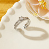 Brass Micro Pave Cubic Zirconia Cuff Open Rings for Women WGDB473-06-1