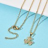 Brass Micro Pave Clear Cubic Zirconia Pendant 304 Stainless Steel Chain Necklaces for Women NJEW-D341-12B-G-1