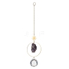 3Pcs Nuggets Natural Amethyst & Fluorite & Rose Quartz & Glass Round Hanging Suncatchers HJEW-JM04660-3
