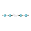 Synthetic Turquoise & Natural Freshwater Shell Moon Charm Bracelets BJEW-MZ00303-01-2