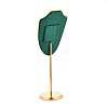 Bust Shaped Microfiber Necklace Display Stands with Golden Tone Aluminum Alloy Support ODIS-H006-01B-2