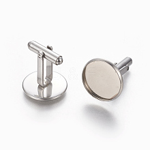 304 Stainless Steel Cufflinks Settings STAS-E471-03A-P