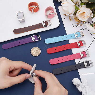 10Pcs 10 Colors Leather Rings RJEW-UN0003-02-1