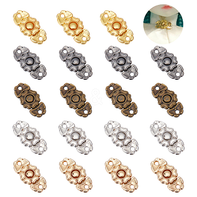 80 Sets 5 Colors Flower Alloy Snap Lock Clasps FIND-NB0004-03-1