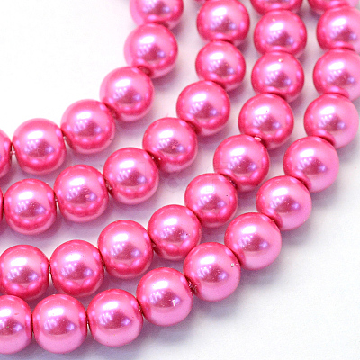 Baking Paint Pearlized Glass Pearl Round Bead Strands HY-Q003-6mm-54-1