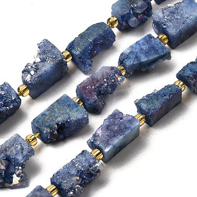Electroplated Natural Druzy Agate Beads Strands G-R012-A02-04-1