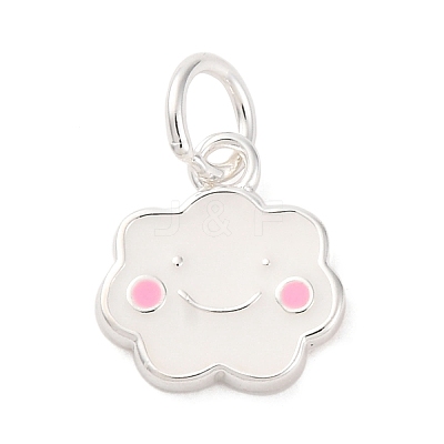 925 Sterling Silver White and Pink Enamel Smiling Face Cloud Charms STER-D303-03S-1