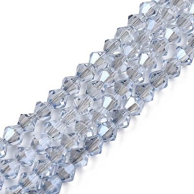 Electroplate Transparent Glass Beads Strands EGLA-Q026-016C-1