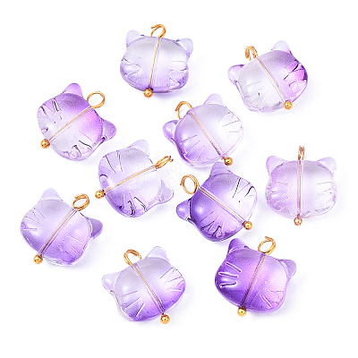 10Pcs Glass Pendants PALLOY-YW00061-04-1