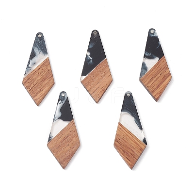 Pearlized Resin & Walnut Wood Pendants WOOD-C016-01A-1