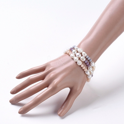 Natural Baroque Pearl Stretch Bracelets BJEW-JB05059-1