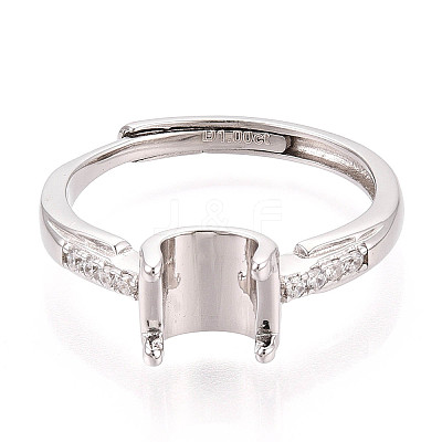 Rhodium Plated 925 Sterling Silver Micro Pave Cubic Zirconia Engagement Solitaire Ring Settings STER-N016-74P-1